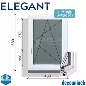 50x70 nyíló 3 rétegű műanyag ablak jobbos Elegant