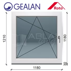   Gealan LINEAR 120x120 bukó-nyíló 6 légkamrás ablak balos