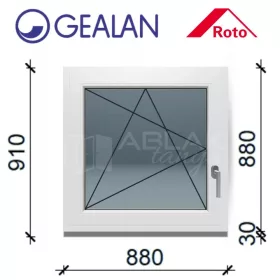 Gealan LINEAR 90x90 bukó-nyíló 6 légkamrás ablak balos