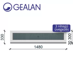   Gealan 148x30 átlátszó 3 rétegű melegperem üveges fehér felülvilágító