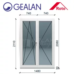   Gealan 150x210 bukó-nyíló 6 légkamrás erkélyajtó balos