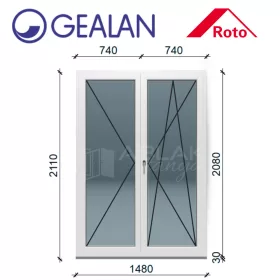   Gealan 150x210 bukó-nyíló 6 légkamrás erkélyajtó jobbos