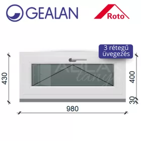Gealan 100x40 bukó 3 rétegű melegperem üveges ablak