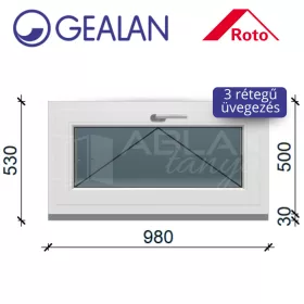Gealan 100x50 bukó 3 rétegű melegperem üveges ablak