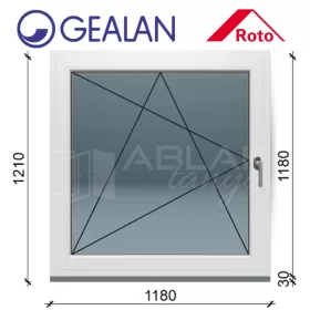 Gealan 120x120 bukó-nyíló 6 légkamrás ablak balos
