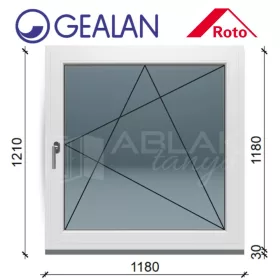 Gealan 120x120 bukó-nyíló 6 légkamrás ablak jobbos
