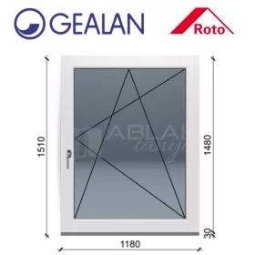 Gealan 120x150 bukó-nyíló 6 légkamrás ablak jobbos