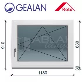 Gealan 120x90 bukó-nyíló 6 légkamrás ablak jobbos