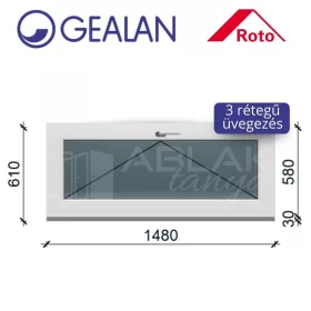 Gealan 150x60 bukó 3 rétegű melegperem üveges ablak