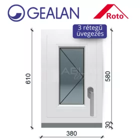   Gealan 40x60 nyíló 3 rétegű melegperem üveges ablak balos