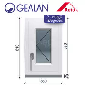   Gealan 40x60 nyíló 3 rétegű melegperem üveges ablak jobbos