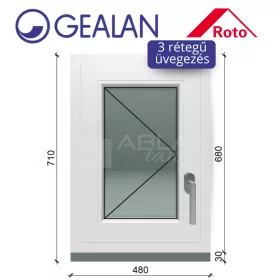   Gealan 50x70 nyíló 3 rétegű melegperem üveges ablak balos