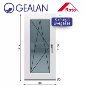   Gealan 60x120 bukó-nyíló 3 rétegű melegperem üveges ablak balos