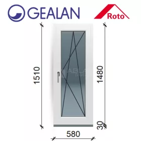 Gealan 60x150 bukó-nyíló 6 légkamrás ablak jobbos