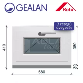 Gealan 60x40 bukó 3 rétegű melegperem üveges ablak