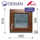 Gealan 60x60 bukó-nyíló 3 rétegű melegperem üveges Dió ablak jobbos