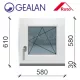 Gealan 60x60 bukó-nyíló 6 légkamrás ablak jobbos