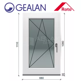 Gealan 70x110 bukó-nyíló 6 légkamrás ablak balos