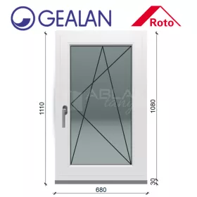 Gealan 70x110 bukó-nyíló 6 légkamrás ablak jobbos