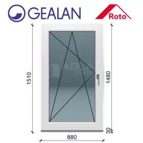 Gealan 90x150 bukó-nyíló 6 légkamrás ablak balos