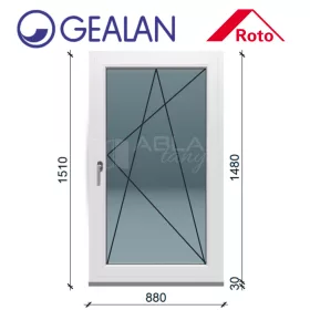Gealan 90x150 bukó-nyíló 6 légkamrás ablak jobbos