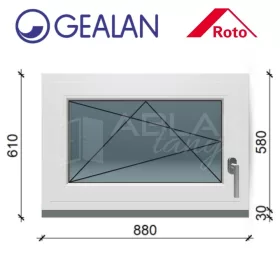 Gealan 90x60 bukó-nyíló 6 légkamrás ablak balos