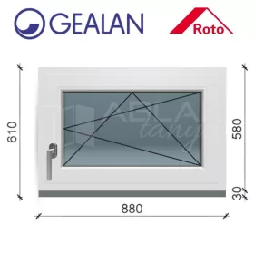 Gealan 90x60 bukó-nyíló 6 légkamrás ablak jobbos