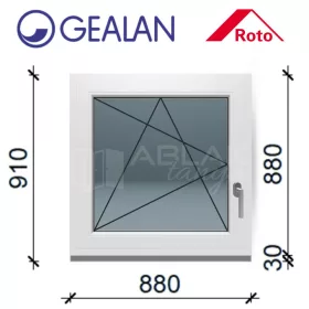   Gealan 90x90 bukó-nyíló 3 rétegű melegperem üveges ablak balos