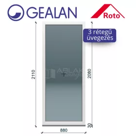 Gealan 90x210 fix 3 rétegű melegperem üveges ablak