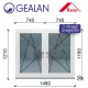 Gealan 150x120 tokosztott bukó-nyíló 3 rétegű melegperem üveges ablak