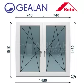 Gealan 150x150 tokosztott bukó-nyíló 6 légkamrás ablak