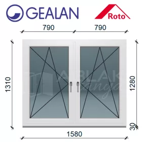 Gealan 160x130 tokosztott bukó-nyíló 6 légkamrás ablak