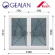 Gealan 160x130 tokosztott bukó-nyíló 6 légkamrás ablak