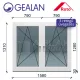 Gealan 160x130 tokosztott bukó-nyíló 3 rétegű melegperem üveges ablak