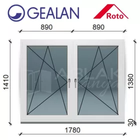 Gealan 180x140 tokosztott bukó-nyíló 6 légkamrás ablak