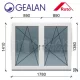 Gealan 180x140 tokosztott bukó-nyíló 6 légkamrás ablak