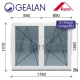 Gealan 180x140 tokosztott bukó-nyíló 3 rétegű melegperem üveges ablak