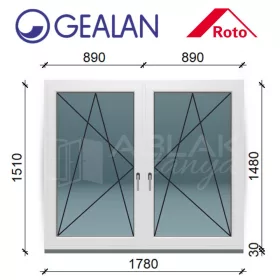 Gealan 180x150 tokosztott bukó-nyíló 6 légkamrás ablak