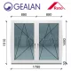 Gealan 180x150 tokosztott bukó-nyíló 6 légkamrás ablak