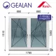 Gealan 180x150 tokosztott bukó-nyíló 3 rétegű melegperem üveges ablak